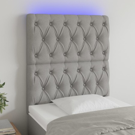 Kopfteil mit LED-Leuchten aus hellgrauem Stoff 80x7x118/128 cm von vidaXL, Kopf- und Fußteile - Ref: Foro24-3122734, Preis: 7...