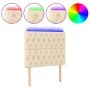 Headboard with LED lights cream fabric 100x7x118/128 cm by vidaXL, Headboards and footboards - Ref: Foro24-3122755, Price: 90...