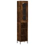 Aparador de madera contrachapada roble ahumado 34,5x34x180 cm