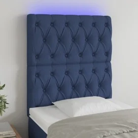Headboard with LED lights blue fabric 80x7x118/128 cm by vidaXL, Headboards and footboards - Ref: Foro24-3122740, Price: 78,6...