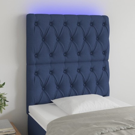 Headboard with LED lights blue fabric 80x7x118/128 cm by vidaXL, Headboards and footboards - Ref: Foro24-3122740, Price: 80,0...