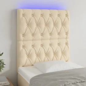 Headboard with LED lights cream fabric 80x7x118/128 cm by vidaXL, Headboards and footboards - Ref: Foro24-3122739, Price: 91,...