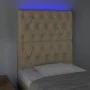 Headboard with LED lights cream fabric 80x7x118/128 cm by vidaXL, Headboards and footboards - Ref: Foro24-3122739, Price: 91,...