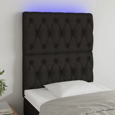 Headboard with LED lights black fabric 80x7x118/128 cm by vidaXL, Headboards and footboards - Ref: Foro24-3122736, Price: 78,...