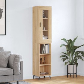 Aparador de madera contrachapada roble Sonoma 34,5x34x180 cm