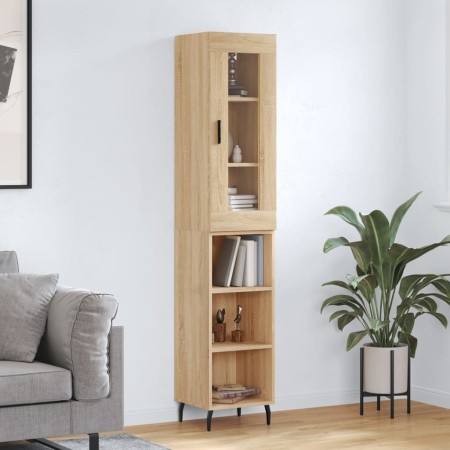 Aparador de madera contrachapada roble Sonoma 34,5x34x180 cm