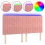 Cabecero con luces LED terciopelo rosa 160x5x118/128 cm de vidaXL, Cabeceros y pies de cama - Ref: Foro24-3122721, Precio: 10...