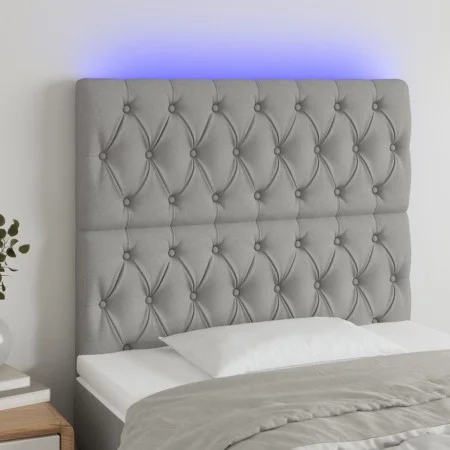 Headboard with LED lights light gray fabric 100x7x118/128 cm by vidaXL, Headboards and footboards - Ref: Foro24-3122750, Pric...