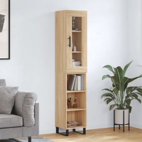 Aparador de madera contrachapada roble Sonoma 34,5x34x180 cm