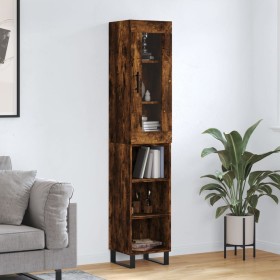 Aparador de madera contrachapada roble ahumado 34,5x34x180 cm