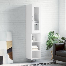 Aparador alto madera contrachapada blanco 34,5x34x180 cm