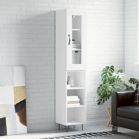 Aparador alto madera contrachapada blanco 34,5x34x180 cm