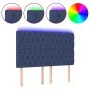 Headboard with LED lights blue fabric 160x7x118/128 cm by vidaXL, Headboards and footboards - Ref: Foro24-3122772, Price: 138...