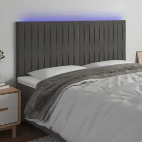 Kopfteil mit LED-Leuchten, dunkelgrauer Samt, 160 x 5 x 118/128 cm von vidaXL, Kopf- und Fußteile - Ref: Foro24-3122717, Prei...