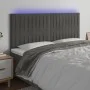 Cabecero con luces LED terciopelo gris oscuro 160x5x118/128 cm de vidaXL, Cabeceros y pies de cama - Ref: Foro24-3122717, Pre...