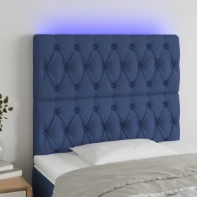 Headboard with LED lights blue fabric 100x7x118/128 cm by vidaXL, Headboards and footboards - Ref: Foro24-3122756, Price: 84,...