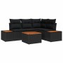 Conjunto de sofá de jardín con cojín 5 pcs Negro Poliratán