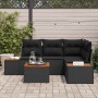 Conjunto de sofá de jardín con cojín 5 pcs Negro Poliratán