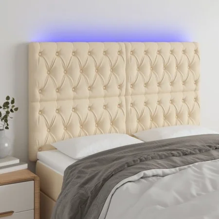 Cabecero con luces LED tela crema 160x7x118/128 cm de vidaXL, Cabeceros y pies de cama - Ref: Foro24-3122771, Precio: 156,32 ...