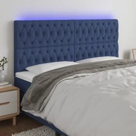Headboard with LED lights blue fabric 180x7x118/128 cm by vidaXL, Headboards and footboards - Ref: Foro24-3122780, Price: 148...