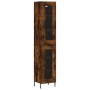 Aparador de madera contrachapada roble ahumado 34,5x34x180 cm