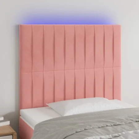 Pink velvet headboard with LED lights 90x5x118/128 cm by vidaXL, Headboards and footboards - Ref: Foro24-3122703, Price: 64,9...