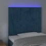 Headboard with LED lights dark blue velvet 90x5x118/128 cm by vidaXL, Headboards and footboards - Ref: Foro24-3122702, Price:...