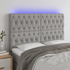 Cabecero con luces LED tela gris claro 144x7x118/128 cm de vidaXL, Cabeceros y pies de cama - Ref: Foro24-3122758, Precio: 11...