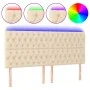 Headboard with LED lights cream fabric 200x7x118/128 cm by vidaXL, Headboards and footboards - Ref: Foro24-3122787, Price: 15...