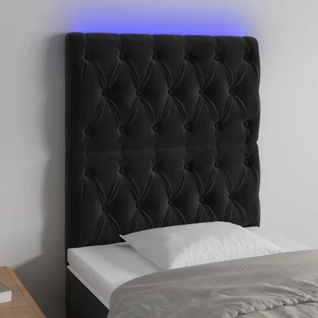 Black velvet headboard with LED lights 80x7x118/128 cm by vidaXL, Headboards and footboards - Ref: Foro24-3122792, Price: 89,...