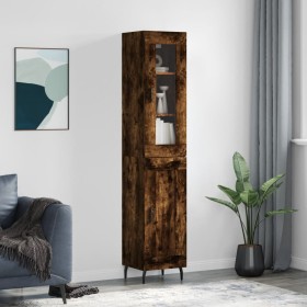 Aparador de madera contrachapada roble ahumado 34,5x34x180 cm