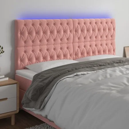 Pink velvet headboard with LED lights 200x7x118/128 cm by vidaXL, Headboards and footboards - Ref: Foro24-3122831, Price: 183...