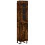 Aparador de madera contrachapada roble ahumado 34,5x34x180 cm