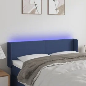Blue fabric headboard with LED 147x16x78/88 cm by vidaXL, Headboards and footboards - Ref: Foro24-3122960, Price: 71,21 €, Di...