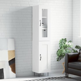 Aparador alto madera contrachapada blanco 34,5x34x180 cm