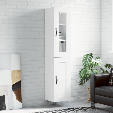 Aparador alto madera contrachapada blanco 34,5x34x180 cm