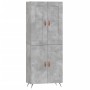 Aparador alto madera contrachapada gris hormigón 69,5x34x180 cm