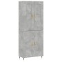 Aparador alto madera contrachapada gris hormigón 69,5x34x180 cm