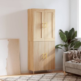Aparador alto madera contrachapada color roble 69,5x34x180 cm