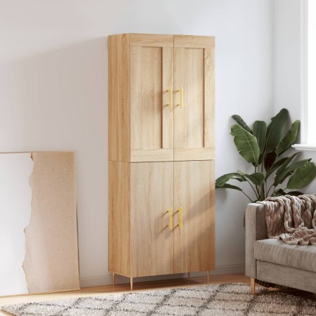 Aparador alto madera contrachapada color roble 69,5x34x180 cm