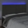 Kopfteil mit LED-Leuchten, dunkelgrauer Samt, 200 x 5 x 118/128 cm von vidaXL, Kopf- und Fußteile - Ref: Foro24-3122925, Prei...