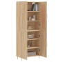 Aparador alto madera contrachapada color roble 69,5x34x180 cm