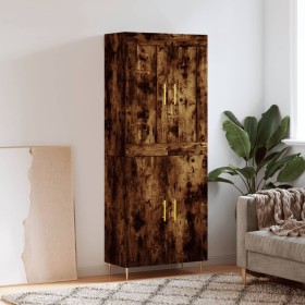 Aparador alto madera contrachapada roble ahumado 69,5x34x180 cm