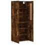 Aparador alto madera contrachapada roble ahumado 69,5x34x180 cm