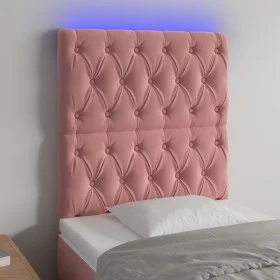 Pink velvet headboard with LED lights 80x7x118/128 cm by vidaXL, Headboards and footboards - Ref: Foro24-3122795, Price: 73,9...