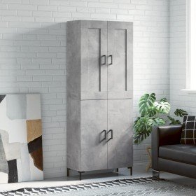 Aparador alto madera contrachapada gris hormigón 69,5x34x180 cm