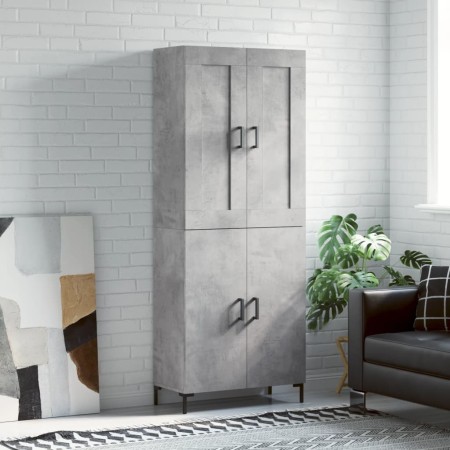 Aparador alto madera contrachapada gris hormigón 69,5x34x180 cm