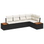 Conjunto de sofá de jardín con cojín 5 pcs Negro Poliratán
