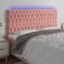 Kopfteil aus rosafarbenem Samt mit LED-Leuchten, 180 x 7 x 118/128 cm von vidaXL, Kopf- und Fußteile - Ref: Foro24-3122825, P...