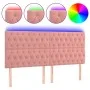 Cabecero con luces LED terciopelo rosa 180x7x118/128 cm de vidaXL, Cabeceros y pies de cama - Ref: Foro24-3122825, Precio: 13...